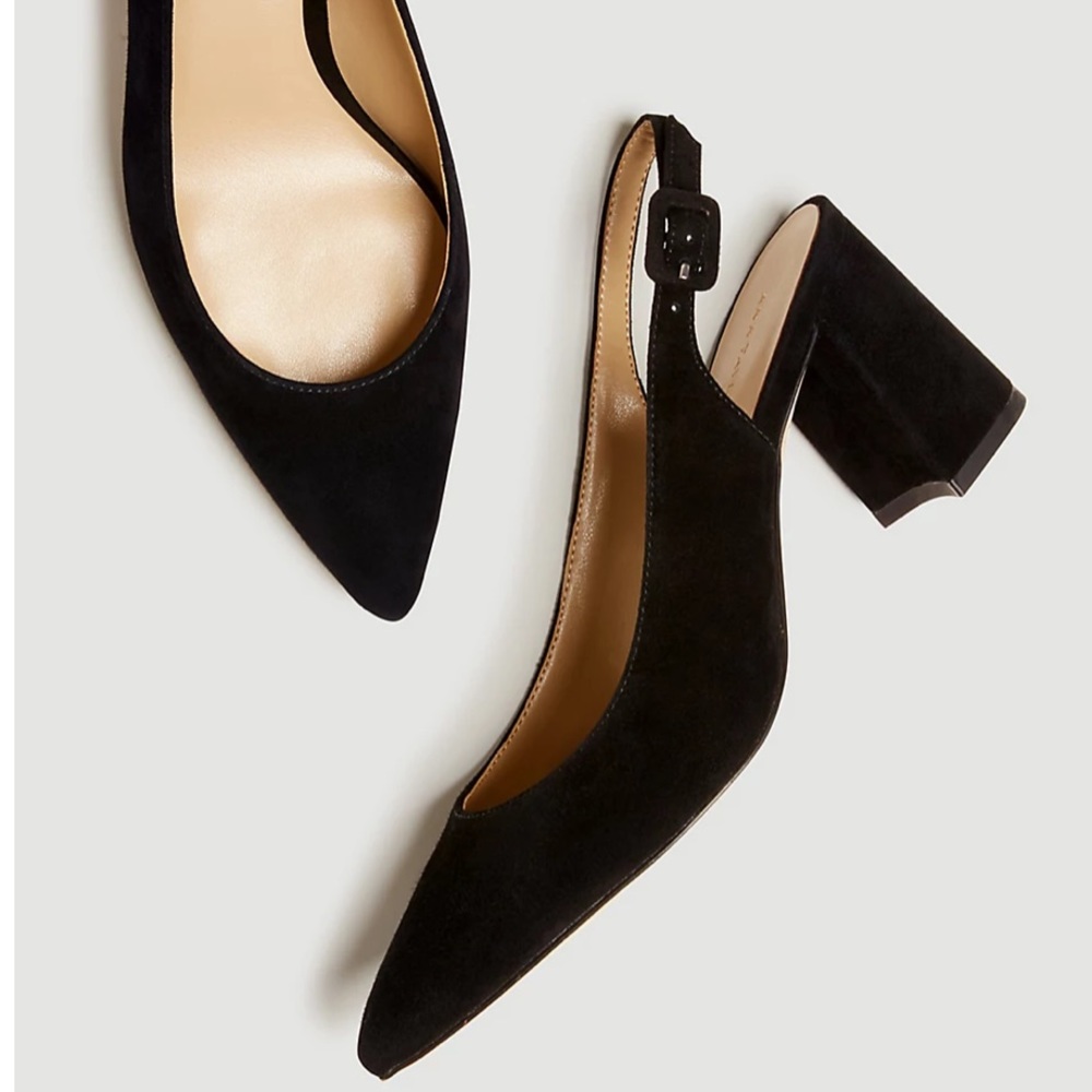 Brielle Suede Block Heel Slingback Pumps